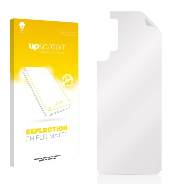 Face avant d’un emballage produit avec le logo de la marque upscreen. À côté se trouve la protection d’écran correspondante.