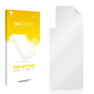 Face avant d’un emballage produit avec le logo de la marque upscreen. À côté se trouve la protection d’écran correspondante.