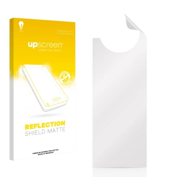 Face avant d’un emballage produit avec le logo de la marque upscreen. À côté se trouve la protection d’écran correspondante.