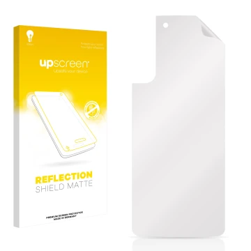 Face avant d’un emballage produit avec le logo de la marque upscreen. À côté se trouve la protection d’écran correspondante.