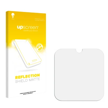 Face avant d’un emballage produit avec le logo de la marque upscreen. À côté se trouve la protection d’écran correspondante.