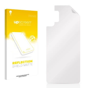 Face avant d’un emballage produit avec le logo de la marque upscreen. À côté se trouve la protection d’écran correspondante.