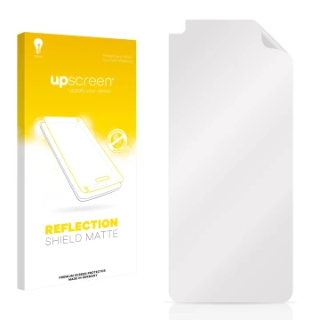Face avant d’un emballage produit avec le logo de la marque upscreen. À côté se trouve la protection d’écran correspondante.