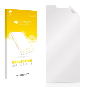 Face avant d’un emballage produit avec le logo de la marque upscreen. À côté se trouve la protection d’écran correspondante.