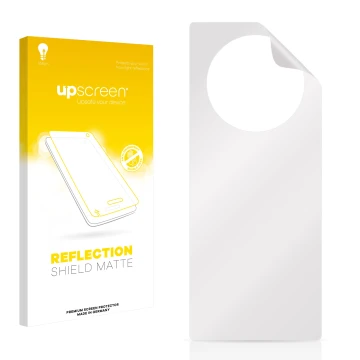 Face avant d’un emballage produit avec le logo de la marque upscreen. À côté se trouve la protection d’écran correspondante.