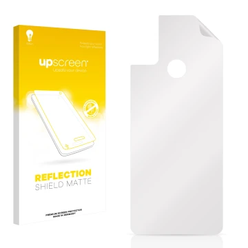 Face avant d’un emballage produit avec le logo de la marque upscreen. À côté se trouve la protection d’écran correspondante.