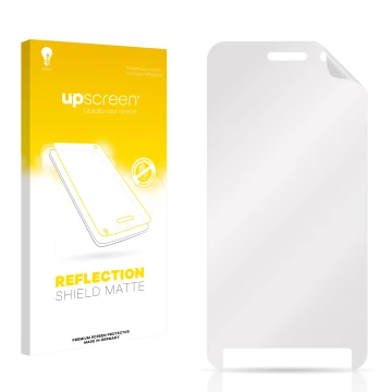 Face avant d’un emballage produit avec le logo de la marque upscreen. À côté se trouve la protection d’écran correspondante.