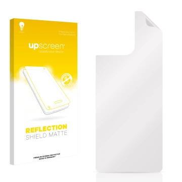Face avant d’un emballage produit avec le logo de la marque upscreen. À côté se trouve la protection d’écran correspondante.