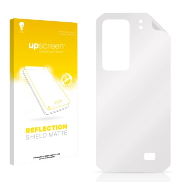 Face avant d’un emballage produit avec le logo de la marque upscreen. À côté se trouve la protection d’écran correspondante.