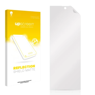 Face avant d’un emballage produit avec le logo de la marque upscreen. À côté se trouve la protection d’écran correspondante.