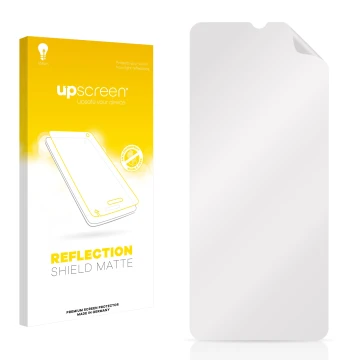 Face avant d’un emballage produit avec le logo de la marque upscreen. À côté se trouve la protection d’écran correspondante.
