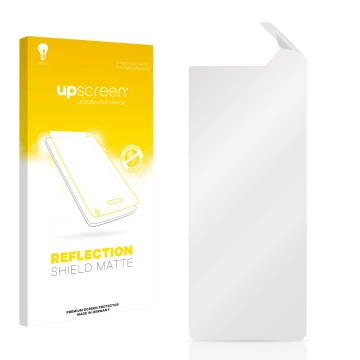 Face avant d’un emballage produit avec le logo de la marque upscreen. À côté se trouve la protection d’écran correspondante.