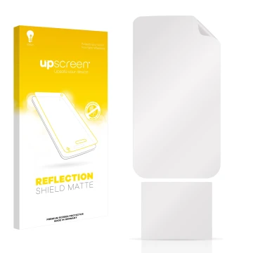 Face avant d’un emballage produit avec le logo de la marque upscreen. À côté se trouve la protection d’écran correspondante.