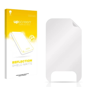 Face avant d’un emballage produit avec le logo de la marque upscreen. À côté se trouve la protection d’écran correspondante.