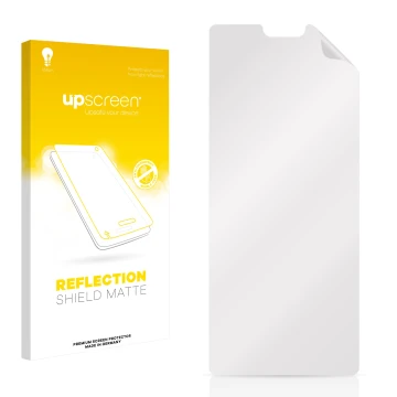 Face avant d’un emballage produit avec le logo de la marque upscreen. À côté se trouve la protection d’écran correspondante.