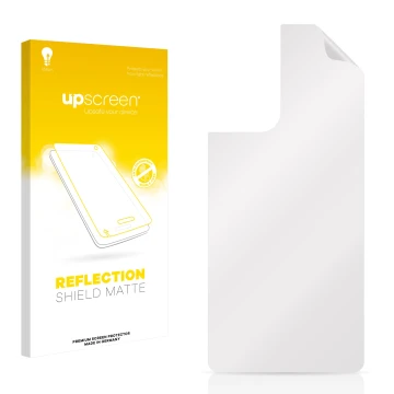 Face avant d’un emballage produit avec le logo de la marque upscreen. À côté se trouve la protection d’écran correspondante.