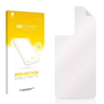 Face avant d’un emballage produit avec le logo de la marque upscreen. À côté se trouve la protection d’écran correspondante.