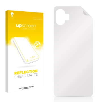 Face avant d’un emballage produit avec le logo de la marque upscreen. À côté se trouve la protection d’écran correspondante.