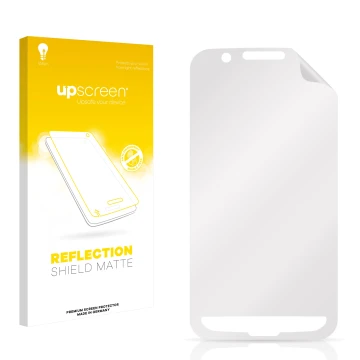 Face avant d’un emballage produit avec le logo de la marque upscreen. À côté se trouve la protection d’écran correspondante.