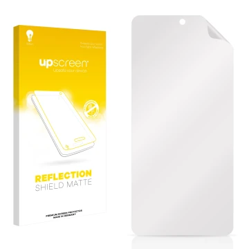 Face avant d’un emballage produit avec le logo de la marque upscreen. À côté se trouve la protection d’écran correspondante.