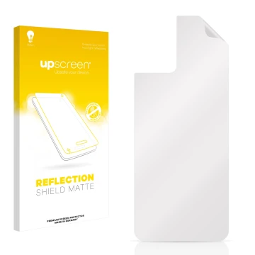 Face avant d’un emballage produit avec le logo de la marque upscreen. À côté se trouve la protection d’écran correspondante.