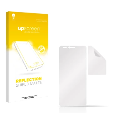 Face avant d’un emballage produit avec le logo de la marque upscreen. À côté se trouve la protection d’écran correspondante.