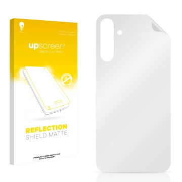 Face avant d’un emballage produit avec le logo de la marque upscreen. À côté se trouve la protection d’écran correspondante.