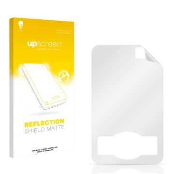 Face avant d’un emballage produit avec le logo de la marque upscreen. À côté se trouve la protection d’écran correspondante.