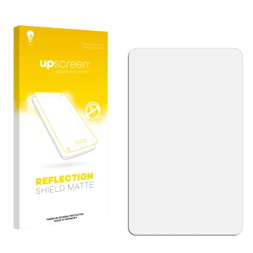 Face avant d’un emballage produit avec le logo de la marque upscreen. À côté se trouve la protection d’écran correspondante.