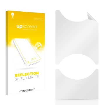 Face avant d’un emballage produit avec le logo de la marque upscreen. À côté se trouve la protection d’écran correspondante.