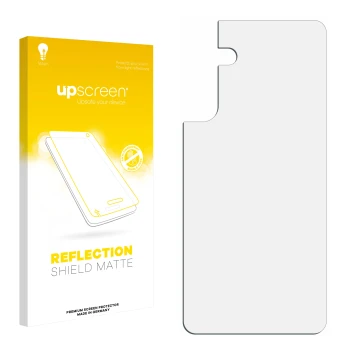 Face avant d’un emballage produit avec le logo de la marque upscreen. À côté se trouve la protection d’écran correspondante.