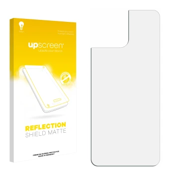 Face avant d’un emballage produit avec le logo de la marque upscreen. À côté se trouve la protection d’écran correspondante.