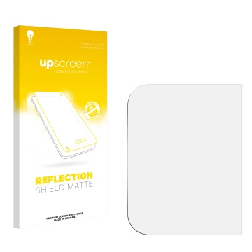 Face avant d’un emballage produit avec le logo de la marque upscreen. À côté se trouve la protection d’écran correspondante.
