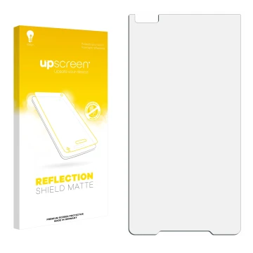 Face avant d’un emballage produit avec le logo de la marque upscreen. À côté se trouve la protection d’écran correspondante.
