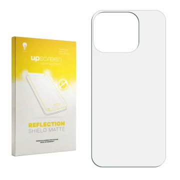 Face avant d’un emballage produit avec le logo de la marque upscreen. À côté se trouve la protection d’écran correspondante.