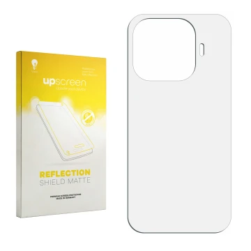 Face avant d’un emballage produit avec le logo de la marque upscreen. À côté se trouve la protection d’écran correspondante.