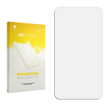 Face avant d’un emballage produit avec le logo de la marque upscreen. À côté se trouve la protection d’écran correspondante.
