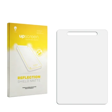 Face avant d’un emballage produit avec le logo de la marque upscreen. À côté se trouve la protection d’écran correspondante.