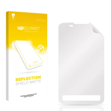 Face avant d’un emballage produit avec le logo de la marque upscreen. À côté se trouve la protection d’écran correspondante.