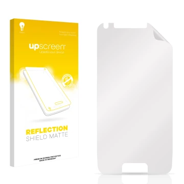 Face avant d’un emballage produit avec le logo de la marque upscreen. À côté se trouve la protection d’écran correspondante.