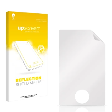 Face avant d’un emballage produit avec le logo de la marque upscreen. À côté se trouve la protection d’écran correspondante.