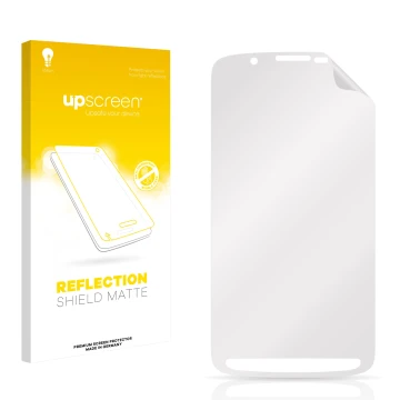 Face avant d’un emballage produit avec le logo de la marque upscreen. À côté se trouve la protection d’écran correspondante.