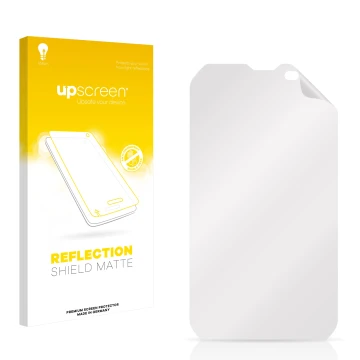 Face avant d’un emballage produit avec le logo de la marque upscreen. À côté se trouve la protection d’écran correspondante.