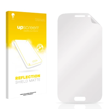 Face avant d’un emballage produit avec le logo de la marque upscreen. À côté se trouve la protection d’écran correspondante.