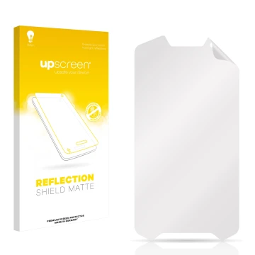 Face avant d’un emballage produit avec le logo de la marque upscreen. À côté se trouve la protection d’écran correspondante.