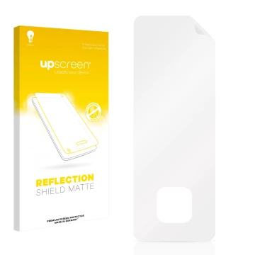 Face avant d’un emballage produit avec le logo de la marque upscreen. À côté se trouve la protection d’écran correspondante.