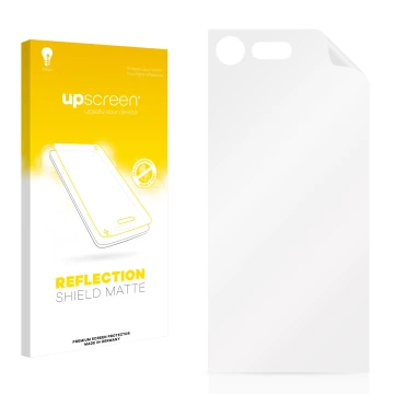 Face avant d’un emballage produit avec le logo de la marque upscreen. À côté se trouve la protection d’écran correspondante.