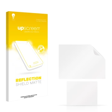 Face avant d’un emballage produit avec le logo de la marque upscreen. À côté se trouve la protection d’écran correspondante.