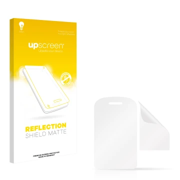 Face avant d’un emballage produit avec le logo de la marque upscreen. À côté se trouve la protection d’écran correspondante.