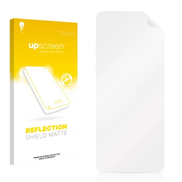 Face avant d’un emballage produit avec le logo de la marque upscreen. À côté se trouve la protection d’écran correspondante.